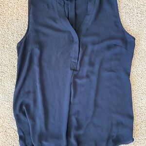 The Limited Blue Sleeveless Blouse with Mandarin Collar